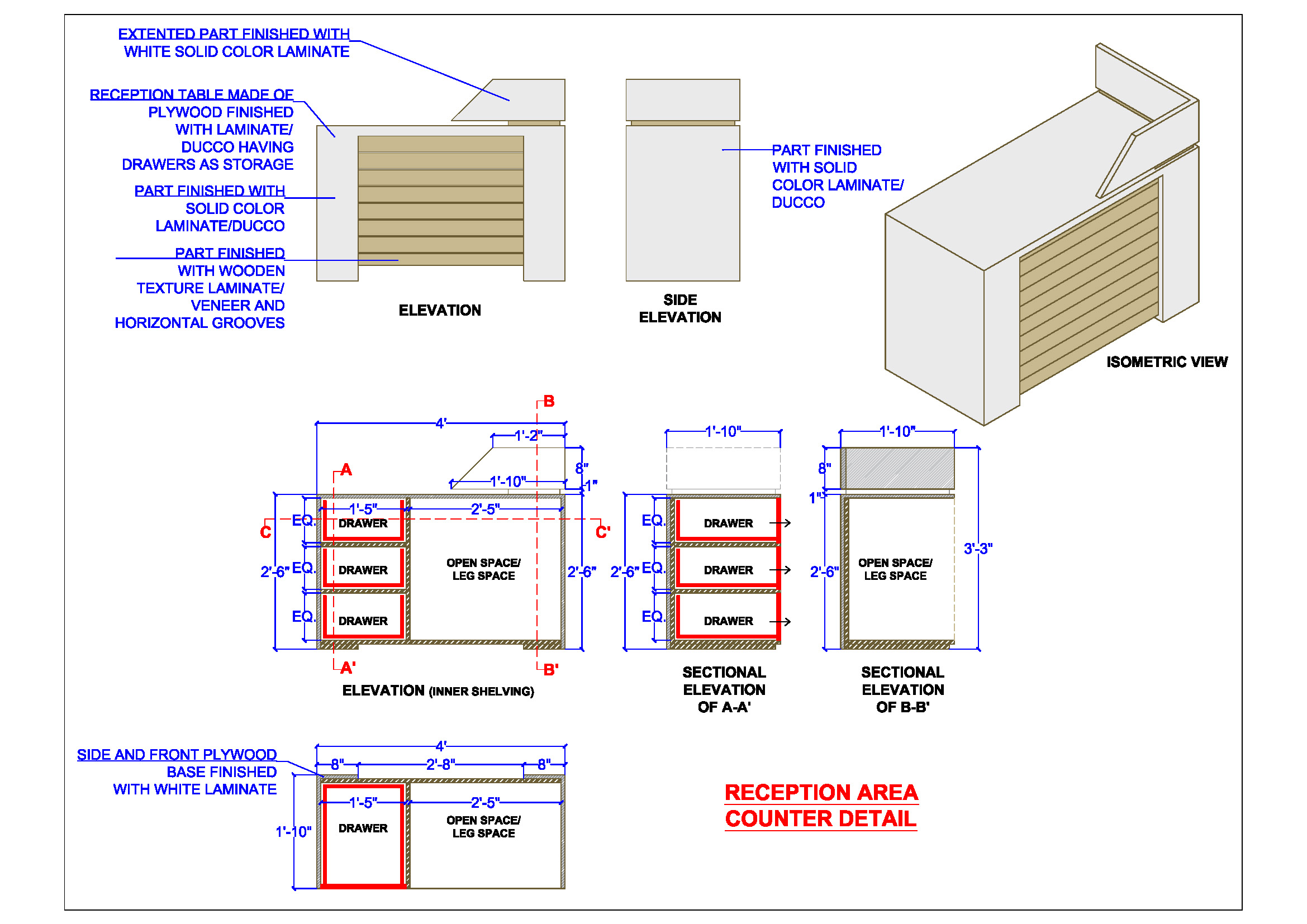 Small Office Reception Table AutoCAD Design